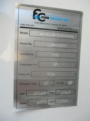 USED 2016 FLUID CHILLERS HE300000-SPEC-SYMER