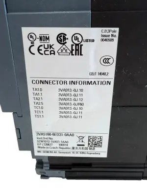 NEW SIEMENS 3VA5160-6ED31-0AA0 CIRCUIT BREAKER 125H 3P 3VA51606ED310AA0