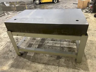 60" X 36" X 8" JC BUSCH PRECISION LAYOUT BLACK GRANITE SURFACE PLATE ON STAND: STOCK #22773