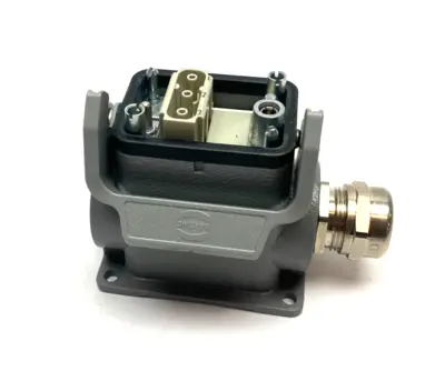 USED HARTING HAN 6B-ASG2-LB-M25 CONNECTOR HOOD W/ FRAME & INSERTS