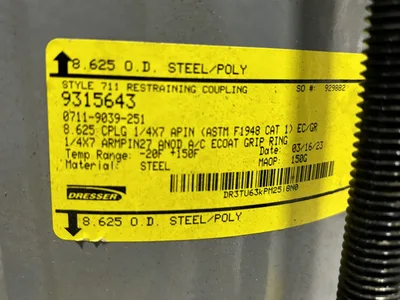 Dresser 0711-9039-251 711 Restraining Coupling 8.625” O.D. Steel poly