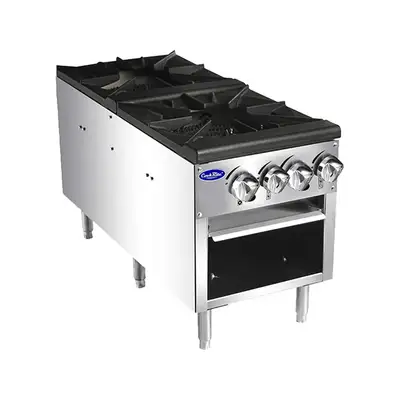 New | in-Stock Atosa New Atosa ATSP-18-2 Double Gas Stock Pot Stove 160,000 BTU Gas Cooking Equipment Illinois US | Falcon Restaurant Supply #1375267
