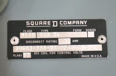 NEW SQUARE D 8739-SCA54 BREAKER CONTROL BOX FORM S 120V/60HZ, 8739SCA54 SIZE 1