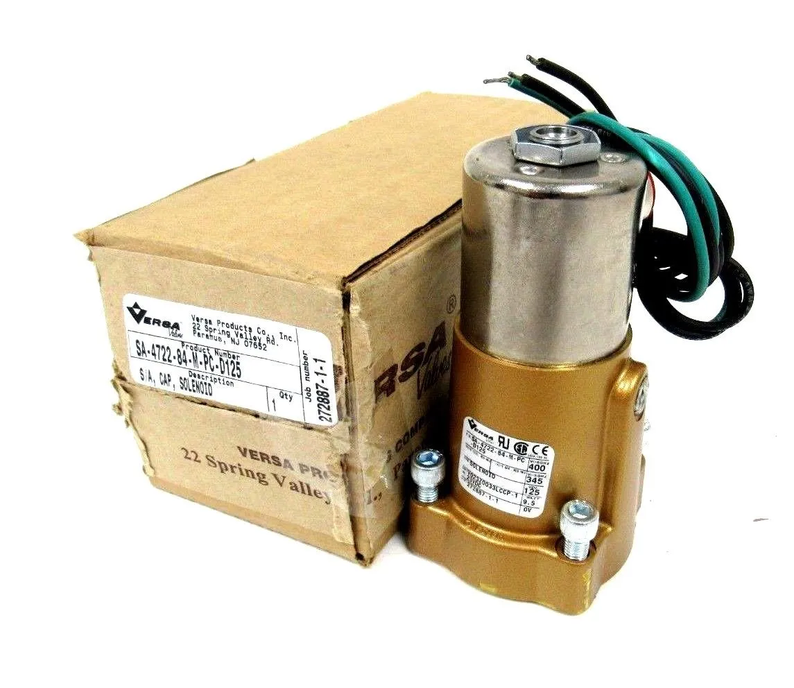 NEW VERSA VALVES SA-4722-84-M-PC-D125 SOLENOID SA472284MPCD125