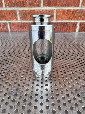 USED LOWTECH STAINLESS STEEL IN LINE SIGHT GLASS W/ 2" SANITARY FITTING