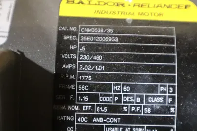 Baldor CNM3538/35 Industrial  Motor .5 HP 230/460 V 1770 RPM 3 PH - STOCK SGF66