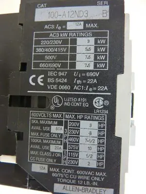 USED ALLEN BRADLEY 100-A12ND3 SER B