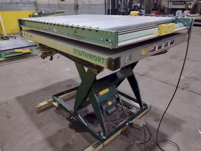 3000 LB X 72" X 48" SOUTHWORTH MODEL #LS4-36 HYDRAULIC SCISSOR LIFT TABLE WITH ROTATING,110V SINGLE PHASE: STOCK #20938