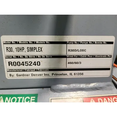 Used GARDNER DENVER R30 10HP SIMPLEX Air Compressors (Misc) West Virginia US | JM Industrial #1511114