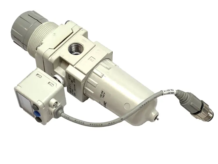 Used SMC Filter Regulator 1/4" NPT W/ ISE40A-N01-Y Digital Switch Air Pressure Regulators Michigan US | Maverick Industrial Sales #1395296