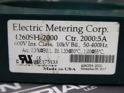 Electric Metering Corp. 4260SH-2000 Current Transformer 2000:5 Ratio Used