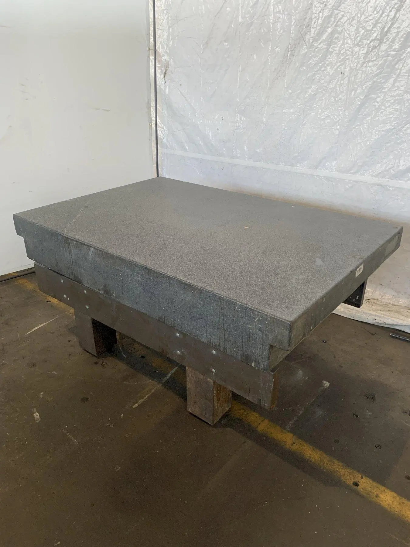 48" X 72" X 10" MICRO-FLAT GRANITE SURFACE PLATE W/ STARRETT BASE. STOCK # 1170823.