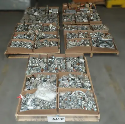 5 PALLETS OF ASSORTED CONDUIT AND CONDUIT FITTINGS, EATON, CROUS HINDS, SQUARE D
