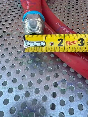 USED SWAGELOK PUSH ON 124" FLAME RESISTANT HOSE 3/4” 300PSIG W/ QUICK RELEASE FITTING