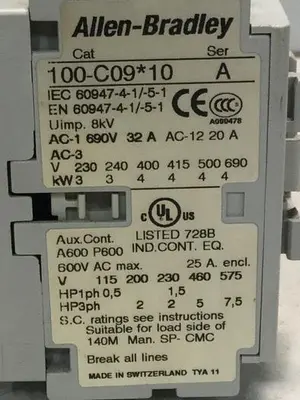 USED ALLEN BRADLEY 100-C09.10 SER A