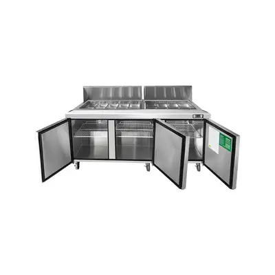 New | in-Stock Atosa New Atosa MSF8304GR 72" Sandwich Prep. Table with (18) 6" Deep Poly Pans Food Prep Tables Illinois US | Falcon Restaurant Supply #1375342