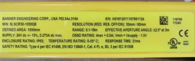NEW BANNER SLSE30-1050Q8 EMITTER AND SLSCR30-1050Q8 RECEIVER LIGHT CURTAIN SET