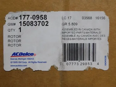 ACDelco 177-0958 Rear Disc Brake Rotor 15083702 New