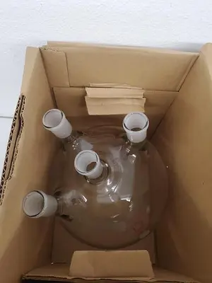 KONTES 5000 ML ROUND GLASS FLASK (4 NECK)