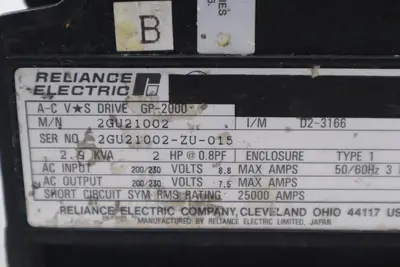 RELIANCE ELECTRIC GP-2000 2GU21002 AC DRIVE 2HP STOCK 4215