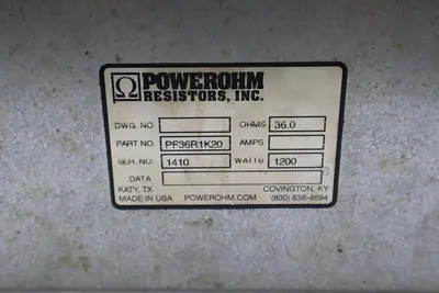 POWEROHM RESISTORS INC PF36R1K20 BRAKING RESISTOR USED STOCK 2055