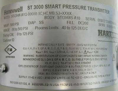 NEW HONEYWELL ST3000 PRESSURE TRANSMITTER STG944-A1G-00000-1C,HC,MB,S3+XXXX