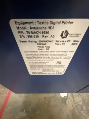Used KORNIT AVALANCHE _UNKNOWN_ Digital Printers Ohio US | HGR 24 #878369
