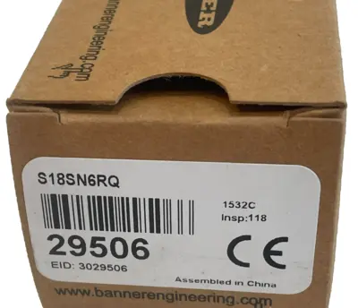 NEW BANNER S18SN6RQ PHOTOELECTRIC SENSOR 29506