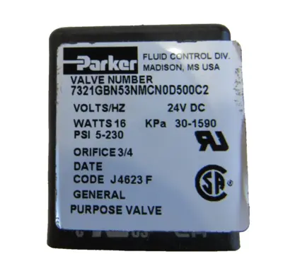 NEW PARKER 7321GBN53NMCN0D500C2 VALVE 24VDC