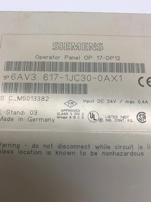SIEMENS 6AV3 617-1JC30-0AX1 Simatic OP17-DP12 Operator Interface Garantie