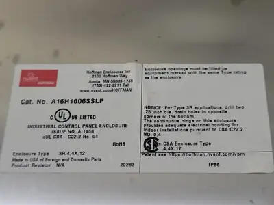 USED HOFFMAN A16H1606SSLP