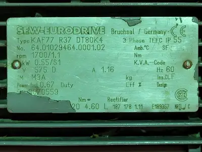Used SEW-EURODRIVE KAF77 R37 DT80K4 Motors (misc) British Columbia CA | Lenmark #246297
