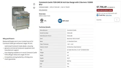 NEW COMSTOCK CASTLE F330-24B