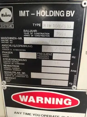 USED 2001 MUBEA HIW-1000/610