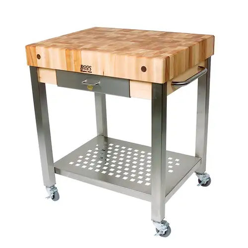 John Boos CUCT24 Cucina Technica Cart, Stainless Undershelf, 4" Rock Maple Top, 30 x 24"