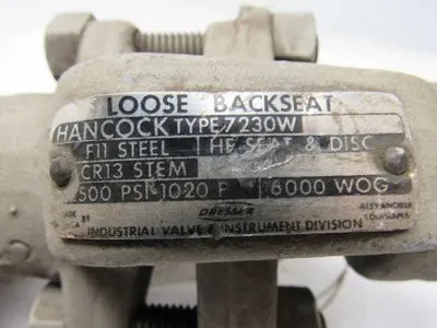Hancock 7230  2680 Class T-Pattern Loose Backseat Globe Valve 3/8"