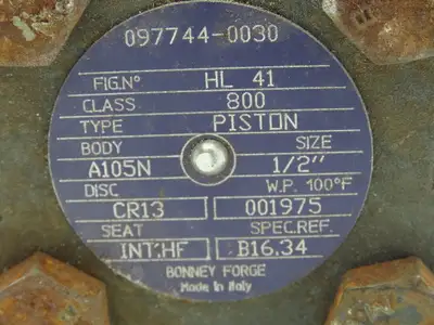 Bonney  Forge 097744-0030 Steel Valve 1/2" A105N CR13 Seat INT.HF 1/2 Npt