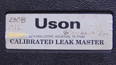 Uson Calibrated Leak Master Leak Detector 60SCC/Min @ 2 PSIG Used