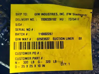 USED GIW INDUSTRIES 310-6161D-00-0028G