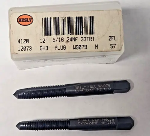 Lot of 2 Besly Tap 5/16 - 24 NF 33TRT GH3 Plug 2 FL Brand New USA Made