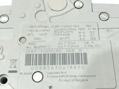 USED ALLEN-BRADLEY SER. D CIRCUIT BREAKER 2-POLE 3A