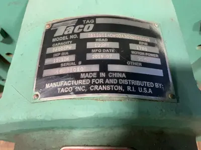 Used 2019 TACO INC TS121014DM0DA3D2M000000 Pumps Ohio US | HGR 24 #1764654