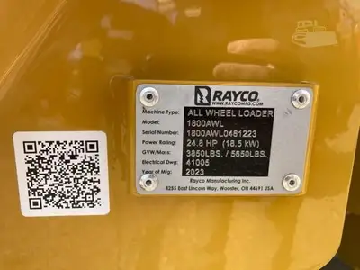 New | in-Stock 2023 RAYCO 1800AWL Wheel Loaders Maine US | Beauregard Equipment #1511285