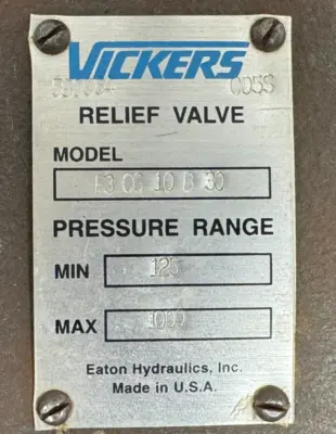NEW VICKERS F3-CG-10-B-30 RELIEF VALVE 590964 125-1000PSI