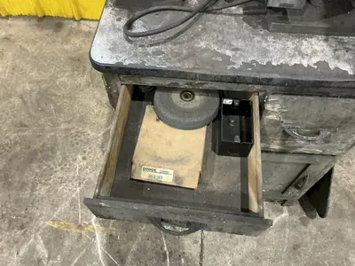 BURR KING MODEL #760 BELT SANDER & CENTRAL MACHINERY MODEL #1024 DOUBLE END GRINDER ON COMMON BASE: YOBRO #24820