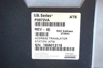 USED INVENSYS FOXBORO P0972VA ADDRESS TRANSLATOR STATION REV-0E