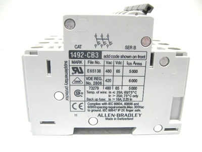 USED ALLEN BRADLEY 1492-CB3H040 AND 1492-ACBH1