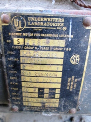 2 HP Baldor Electrci Motor, 1725 rpm, U.L. Tagged