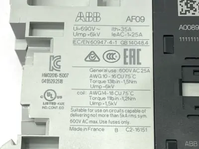 New | in-Stock ABB IEC Contactor 4-Pole 100-250V 50/60Hz AF09-40-00-13 Relays & Switches Michigan US | Maverick Industrial Sales #1391397