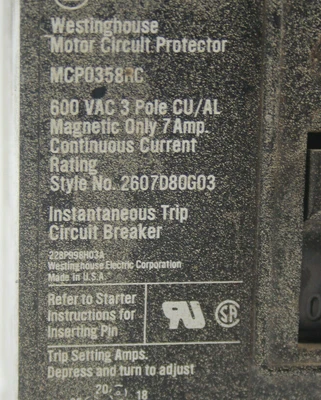 Used Westinghouse MCP0358RC Circuit Breakers California US | Davliegogo LLC #1705748